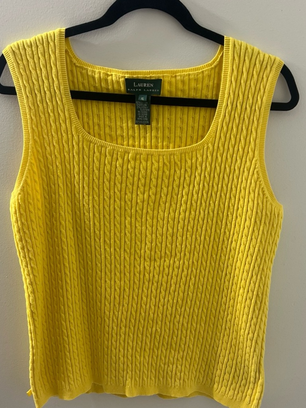 Ralph Lauren Yellow Cable-Knit Sleeveless Sweater Tank